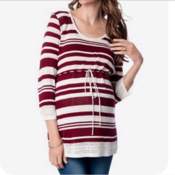 MOTHERHOOD Maternity Babydoll Knit Sweater, black & cream, size M - Picture 11 of 11